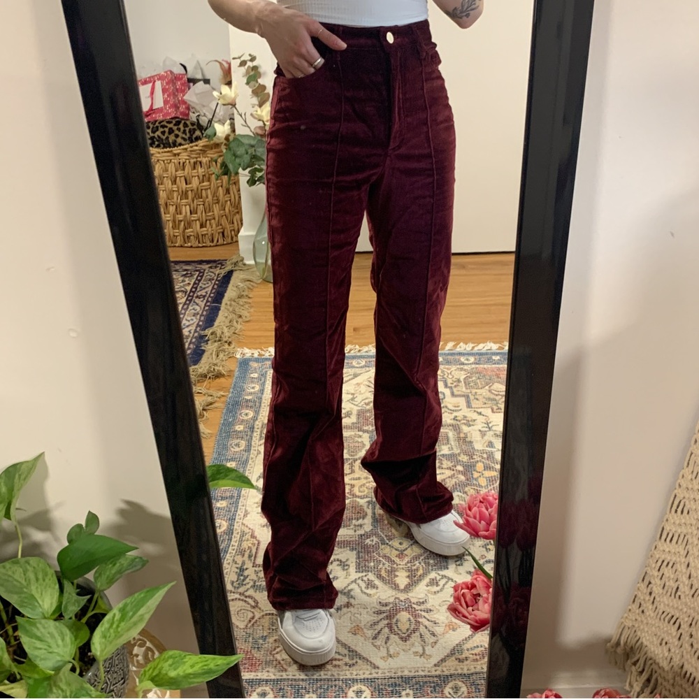 *LIMITED EDITION Zendaya x Tommy 2019* ‘Velvet Bootleg Trousers’ Burgundy 2